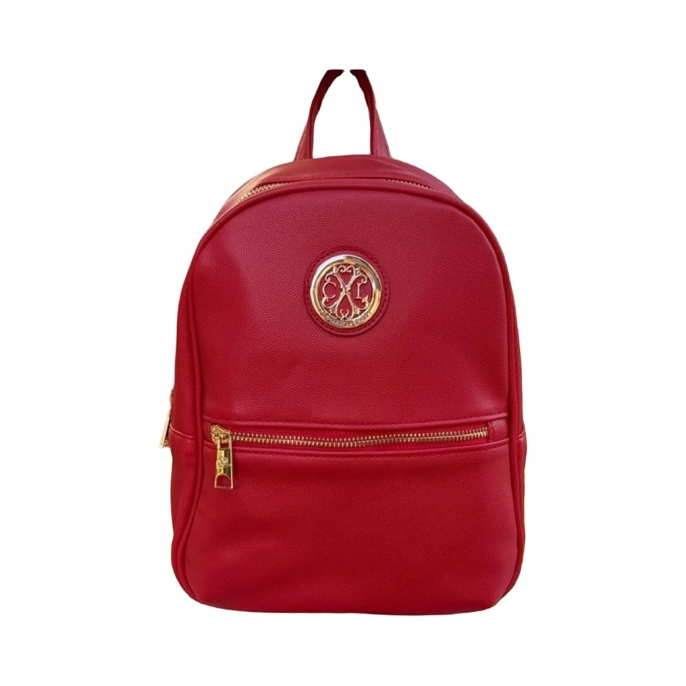 Christian Lacroix Pine Caviar Backpack Red with Gold Details. CXLH24981